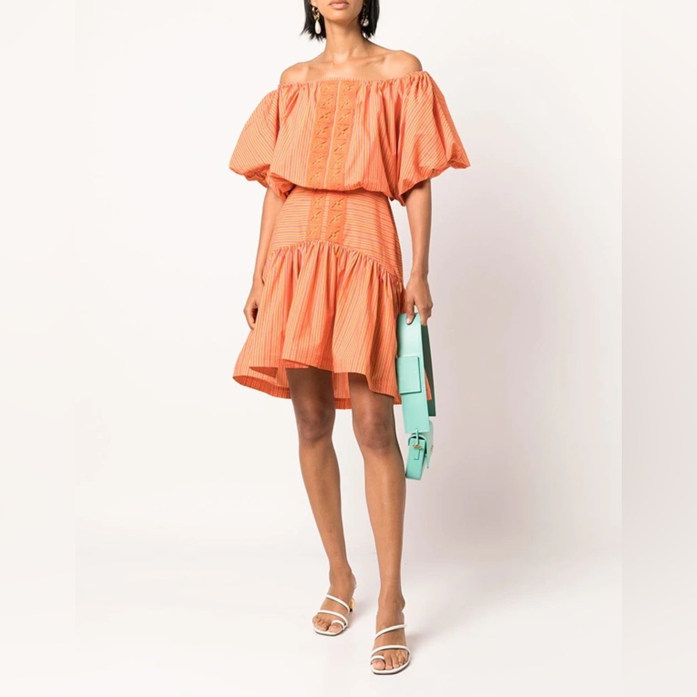 SILVIA TCHERASSI Nervi Striped Off-The-Shoulder Minidress